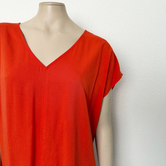 [Old Navy] Orange V-Neck Cap Sleeve Oversized Cocoon Mini Dress Size Large L - Picture 7 of 10